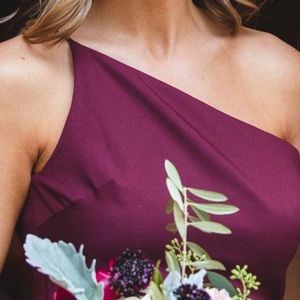 One shoulder Wine BM dress